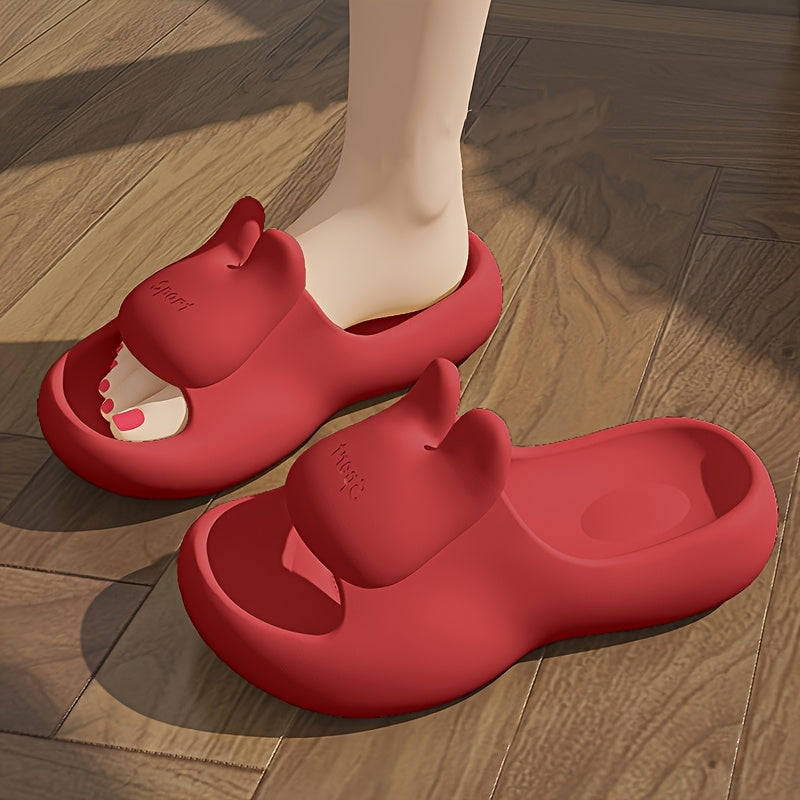 Chic Women's Bunny Slides - Comfy EVA Open-Toe Home Shoes, Solid Color, All-Season