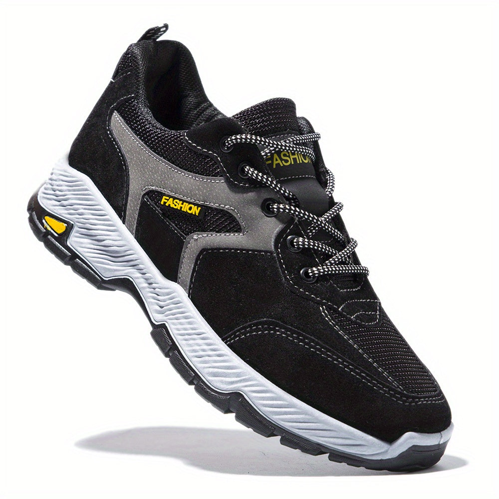 Men'S Plus Size Walking Shoes with Enhanced Arch Support, Lightweight Breathable Mesh Design & Cushioned EVA Insole - Low-Top Lace-Up Sneakers for Daily Training, Gym, Casual Wear - Black, Sneakers, Gym Footwear, Sleek Sporty Look, Durable Rubber Sole