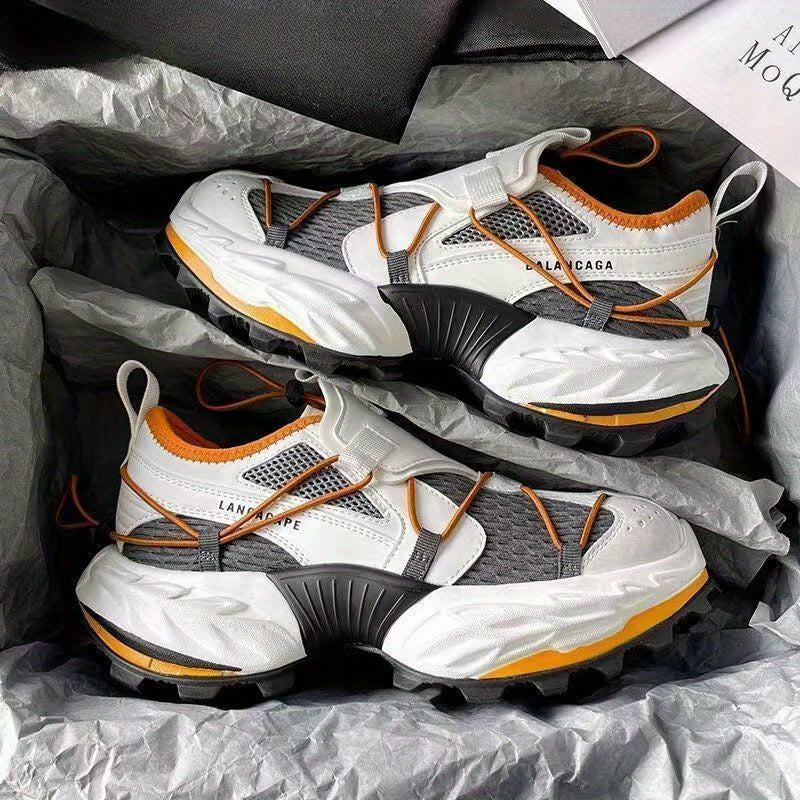 Design Sense New Trend Men'S Shoes Fashion Casual Everything Super Soft Thick Sole Paris Breathable Daddy Sneakers