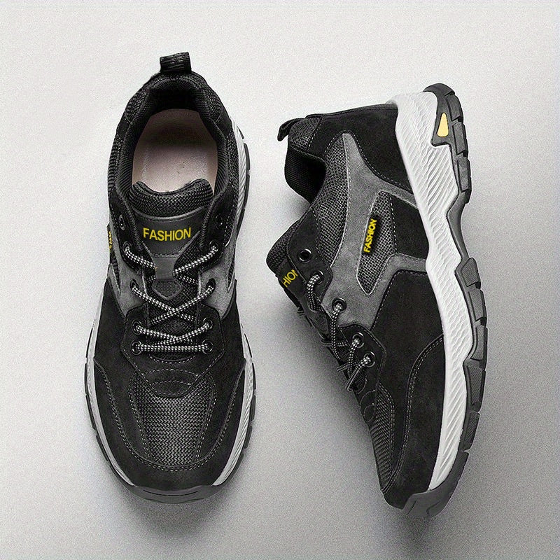 Men'S Plus Size Walking Shoes with Enhanced Arch Support, Lightweight Breathable Mesh Design & Cushioned EVA Insole - Low-Top Lace-Up Sneakers for Daily Training, Gym, Casual Wear - Black, Sneakers, Gym Footwear, Sleek Sporty Look, Durable Rubber Sole