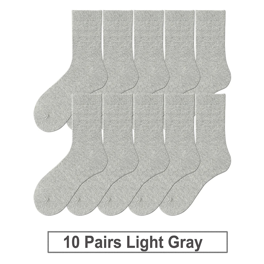 LEP 10-Pack Men's Cotton Business Breathable Socks