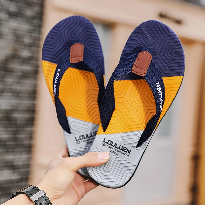 LEP Summer Men's Breathable Indoor-Outdoor Beach Flip-Flops