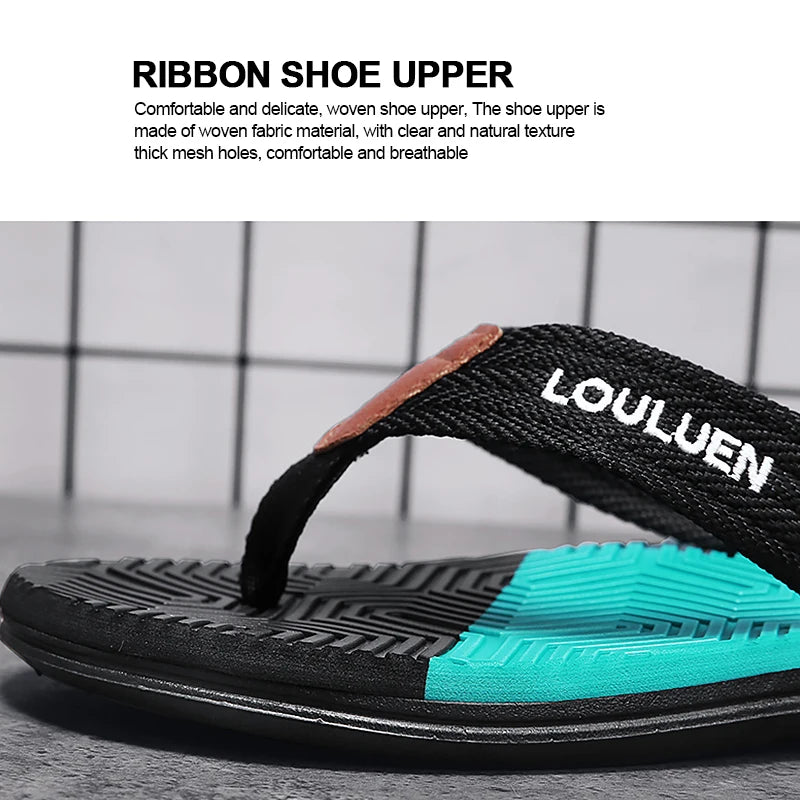 LEP Summer Men's Breathable Indoor-Outdoor Beach Flip-Flops