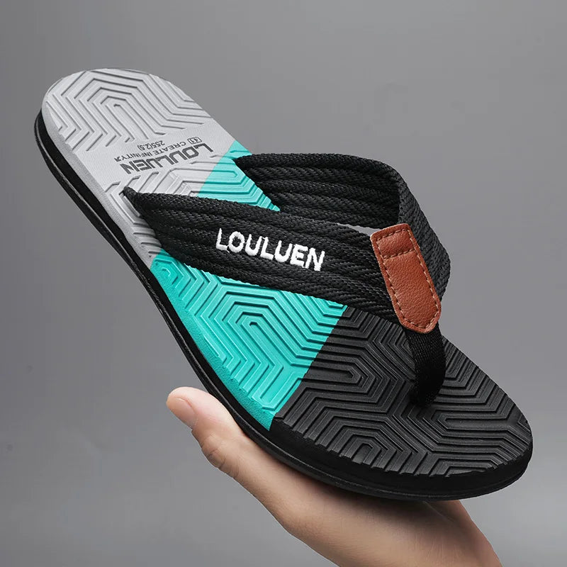 LEP Summer Men's Breathable Indoor-Outdoor Beach Flip-Flops