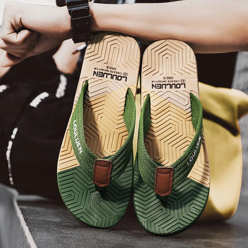 LEP Summer Men's Breathable Indoor-Outdoor Beach Flip-Flops