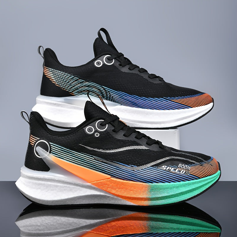 Unisex Carbon Fiber Running Shoes - Lightweight Cushioned MD\u002FTPU Sole, Breathable Knit Upper (White\u002FPurple Gradient) - Shock Absorbing Jogging Sneakers for Men & Women, All Seasons