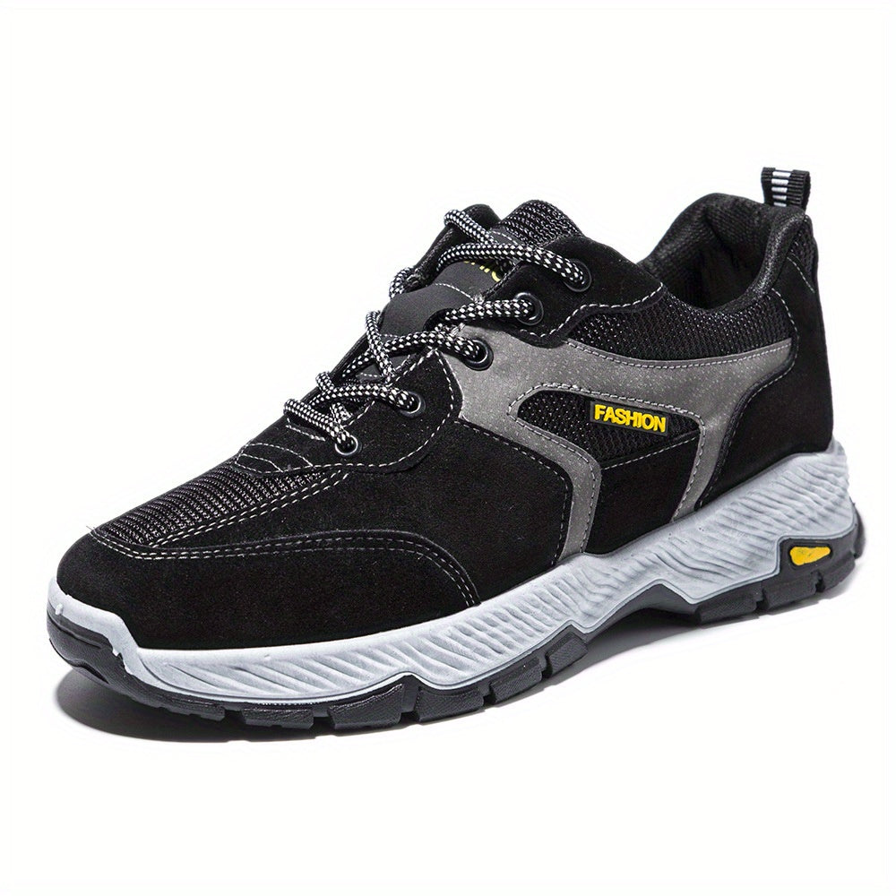 Men'S Plus Size Walking Shoes with Enhanced Arch Support, Lightweight Breathable Mesh Design & Cushioned EVA Insole - Low-Top Lace-Up Sneakers for Daily Training, Gym, Casual Wear - Black, Sneakers, Gym Footwear, Sleek Sporty Look, Durable Rubber Sole