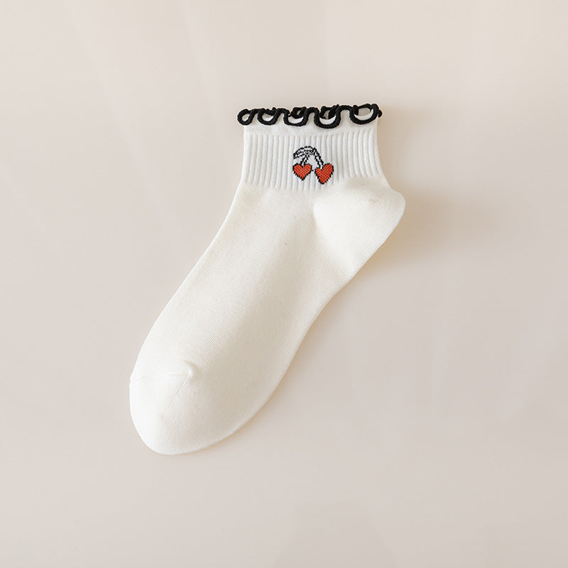 5\u002F 10 Pairs of Fringed with wooden ears Patterned Cozy Socks - Soft Blend, Novelty Knit Fabric, Mid Tube Design, Casual Wear for Women and Girls, Perfect Gift Idea