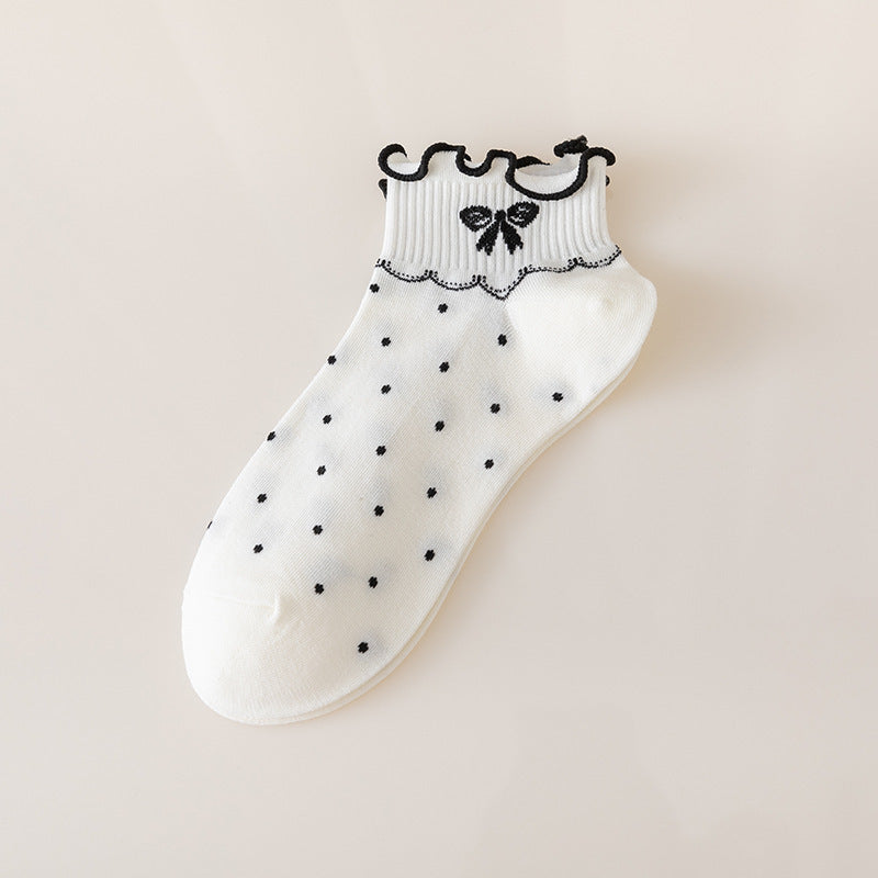 5\u002F 10 Pairs of Fringed with wooden ears Patterned Cozy Socks - Soft Blend, Novelty Knit Fabric, Mid Tube Design, Casual Wear for Women and Girls, Perfect Gift Idea