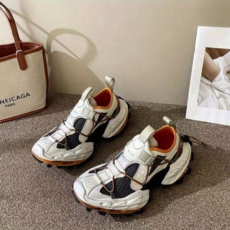 Design Sense New Trend Men'S Shoes Fashion Casual Everything Super Soft Thick Sole Paris Breathable Daddy Sneakers