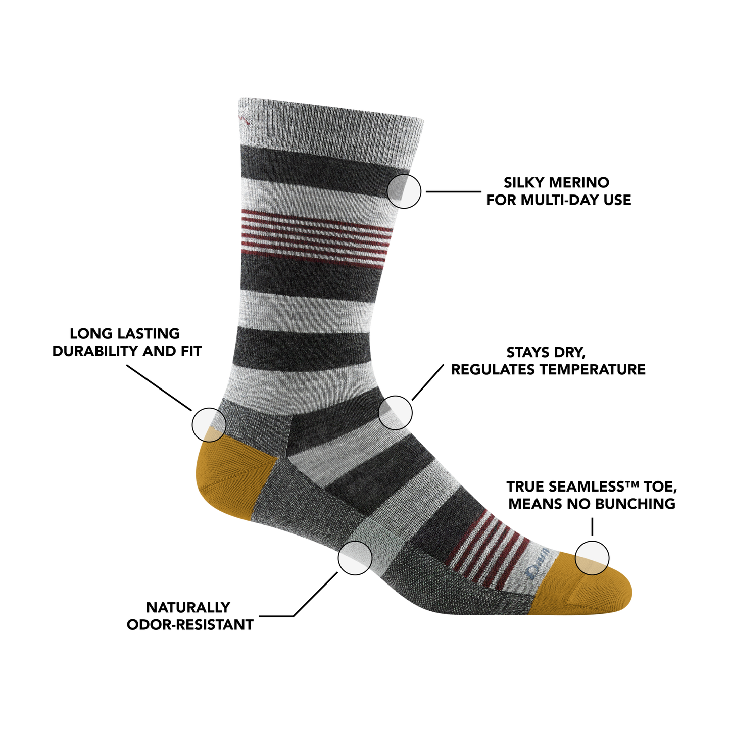 LUI Men's Oxford Crew  Lightweight Lifestyle Sock-Last Chance
