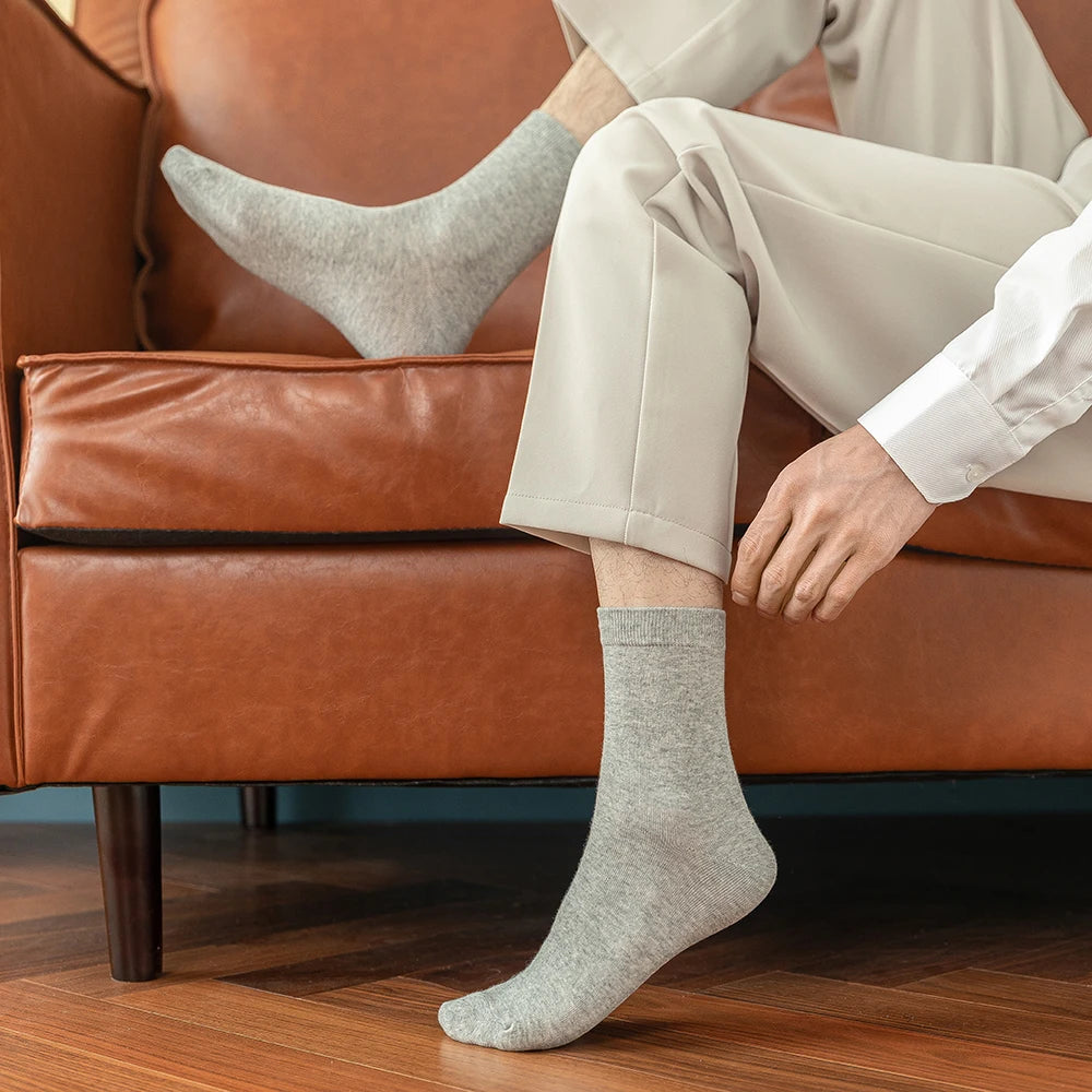 LEP 10-Pack Men's Cotton Business Breathable Socks