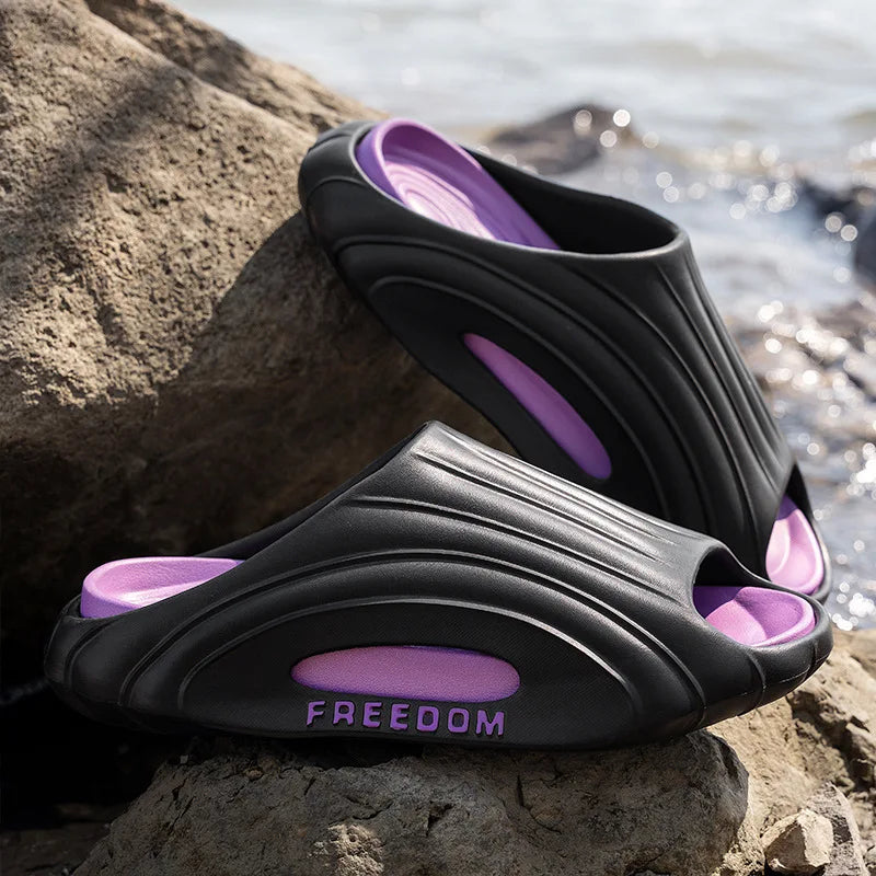 LEP YNPO 2025 Thick-Sole EVA Couple Anti-Slip Shower Slippers
