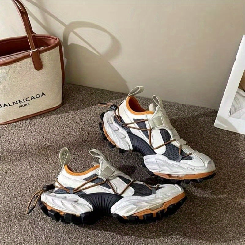 Design Sense New Trend Men'S Shoes Fashion Casual Everything Super Soft Thick Sole Paris Breathable Daddy Sneakers
