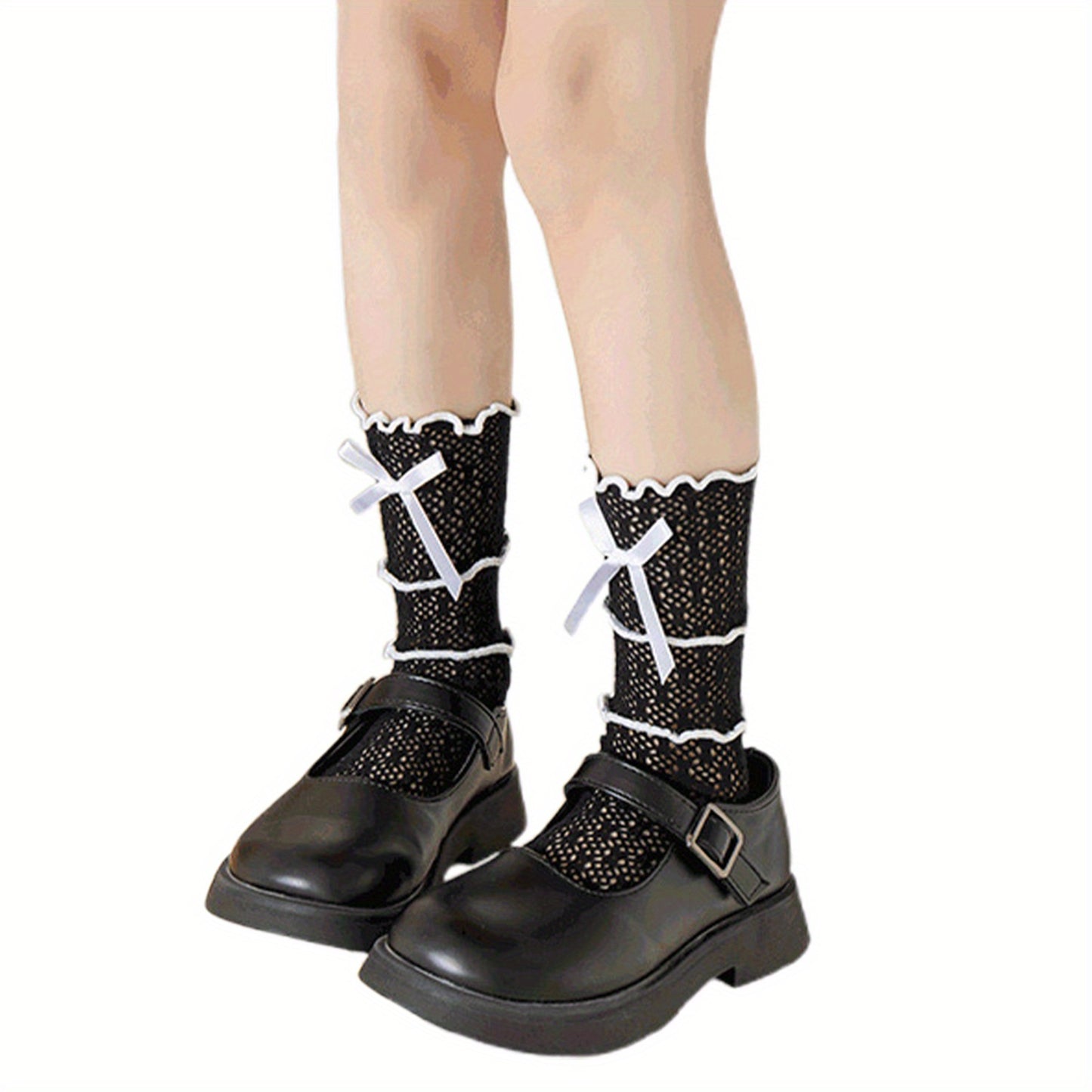 Kids Socks for Girls Cute Lace Bowknot Anti-Skid Socks Mid-Calf Socks Spring Summer Stockings